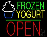 Frozen Yogurt Block Open Green Line LED Neon Sign