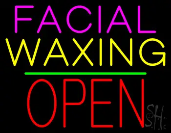 Facial Waxing Block Open Green Line LED Neon Sign