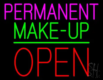 Permanent Make-up Block Open Green Line LED Neon Sign