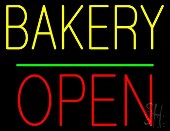 Bakery Block Open Green Line LED Neon Sign
