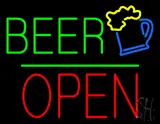 Beer Logo Block Open Green Line LED Neon Sign