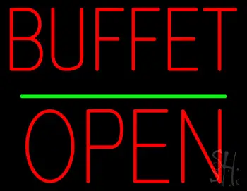 Buffet Block Open Green Line LED Neon Sign