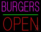 Burgers Block Open Green Line LED Neon Sign