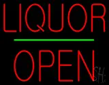 Liquor Block Open Green Line LED Neon Sign