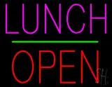 Lunch Block Open Green Line LED Neon Sign