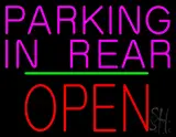 Parking In Rear Open Block Green Line LED Neon Sign