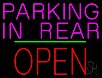 Parking In Rear Open Block Green Line LED Neon Sign
