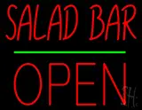 Red Salad Bar Block Open Green Line LED Neon Sign