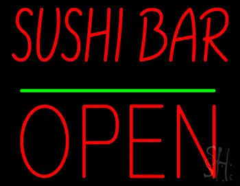Sushi Bar Block Open Green Line LED Neon Sign