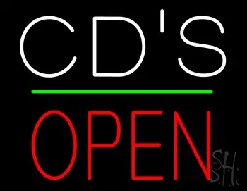 CDs Open Block Green Line LED Neon Sign