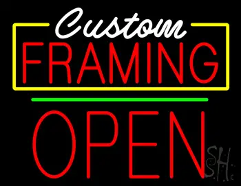 Custom Framing Open Green Line LED Neon Sign