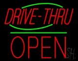 Drive-Thru Block Open Green Line LED Neon Sign