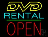 DVD Rental Open Block Green Line LED Neon Sign