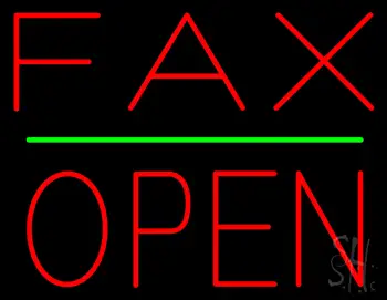 Red Fax Block Open Green Line LED Neon Sign
