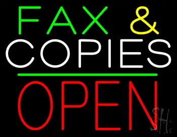 Fax and Copies Block Open Green Line LED Neon Sign