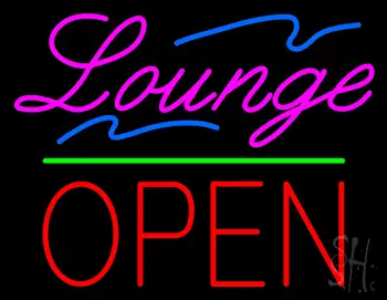 Lounge Block Open Green Line LED Neon Sign