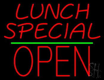 Lunch Special Block Open Green Line LED Neon Sign