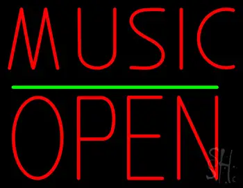 Music Open Block Green Line LED Neon Sign