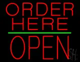 Order Here Block Open Green Line LED Neon Sign