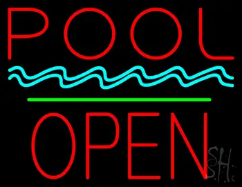 Pool Block Open Green Line LED Neon Sign
