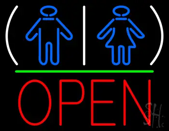 Restroom Girl Boy Logo Open LED Neon Sign