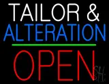 Tailor and Alteration Block Open Green Line LED Neon Sign
