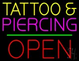 Tattoo and Piercing Block Open Green Line LED Neon Sign