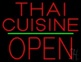 Thai Cuisine Block Open Green Line LED Neon Sign