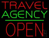 Travel Agency Open Block Green Line LED Neon Sign