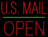 US Mail Block Open Green Line LED Neon Sign