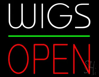Wigs Block Open Green Line LED Neon Sign