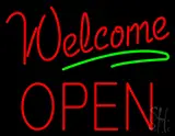 Red Welcome Open Green Line LED Neon Sign