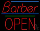 Barber Block Open Green Line LED Neon Sign