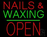 Nails and Waxing Block Open Green Line LED Neon Sign