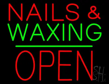 Nails and Waxing Block Open Green Line LED Neon Sign