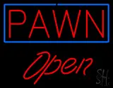 Red Pawn Blue Border Open LED Neon Sign