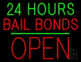 24 Hours Bail Bonds Block Open Green Line LED Neon Sign