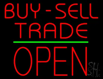 Red Buy Sell Trade Block Open Green Line LED Neon Sign
