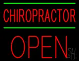 Red Chiropractor Green Lines Block Open LED Neon Sign