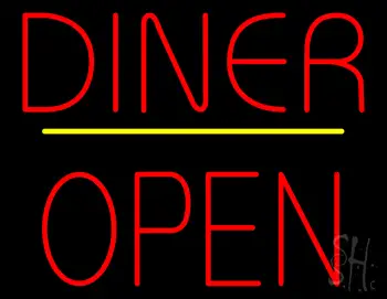 Diner Block Open Yellow Line LED Neon Sign