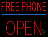 Red Free Phone Block Open LED Neon Sign