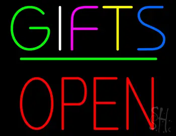 Gifts Block Open Green Line LED Neon Sign