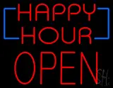 Happy Hour Block Open LED Neon Sign