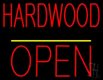 Hardwood Block Open Yellow Line LED Neon Sign