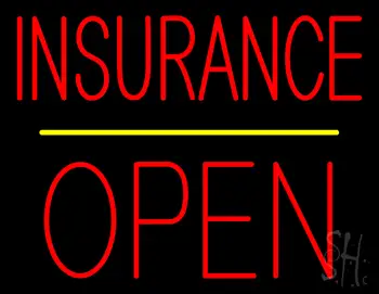 Red Insurance Block Open Yellow Line LED Neon Sign
