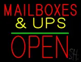 Mail Boxes & UPS Open Block Green Line LED Neon Sign