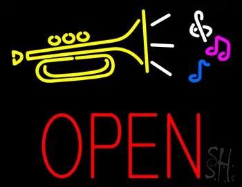 Trumpet Logo Open Block LED Neon Sign