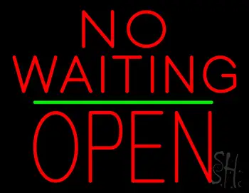 No Waiting Block Open Green Line LED Neon Sign