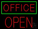 Red Office Green Border Block Open LED Neon Sign