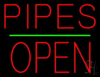 Red Pipes Open Block Green Line LED Neon Sign